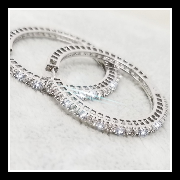 💎'2.5CTTW' TOP QUALITY DIAMOND (Lab) HOOPS💎 - Picture 2 of 5